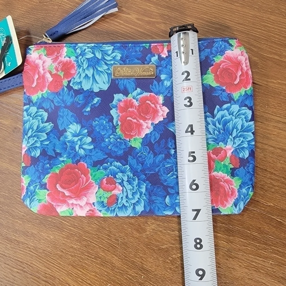 NEW Pioneer Woman Cosmetic Bag Breezy Blossom Print Wristlet